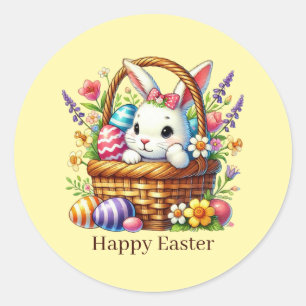 Süßer glücklicher Osterhase Runder Aufkleber