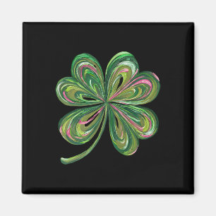 Süßer Glücklicher Retro Shamrock Vierblattklee St. Magnet