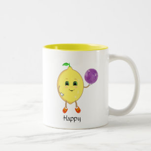 Süßer glücklicher Zitrone & Kalligrafie Zweifarbige Tasse