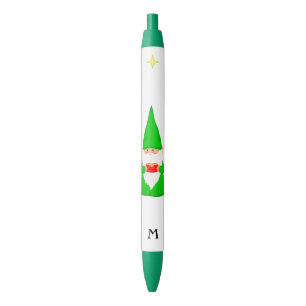 Süßer Gnom, der ein Geschenk und Monogramm hält Kugelschreiber