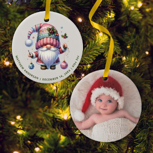 Süßer Gnom Erstes Weihnachten Neue Baby-Foto Keramik Ornament
