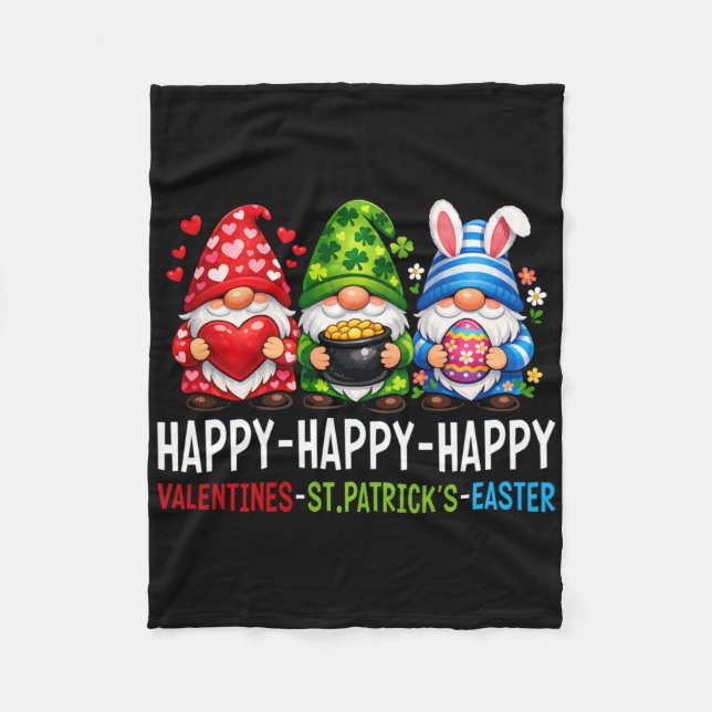 Süßer Gnom Frohe Valentinstag St Patricks Ostern Fleecedecke (Vorderseite)