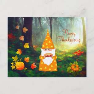 Süßer Gnom, Herbstlaub und Kürbisse Postkarte