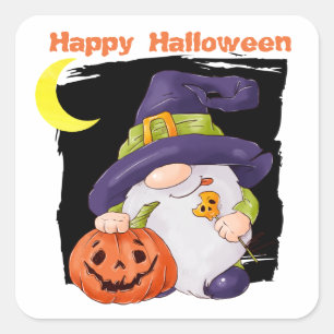 Süßer Gnom Jack o' Lantern Kinder Halloween Quadratischer Aufkleber
