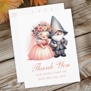 Süßer Gnom Orange Hochzeit Danke Whimsical Boho Postkarte