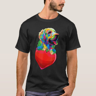 Süßer Golden Retriever Herz Hundeliebhaber Buntes T-Shirt