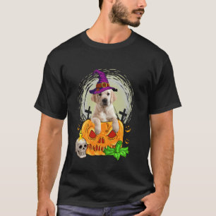 Süßer Golden Retriever Hexe Kürbis Halloween Hund T-Shirt