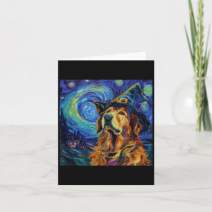 Süßer Golden Retriever Hexe _ Lustiger Hund Hallow Karte