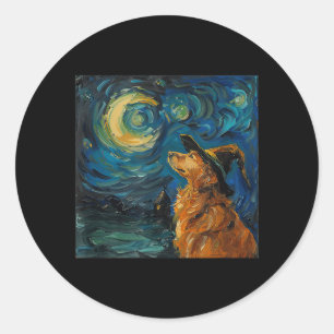Süßer Golden Retriever Hexe _ Lustiger Hund Hallow Runder Aufkleber