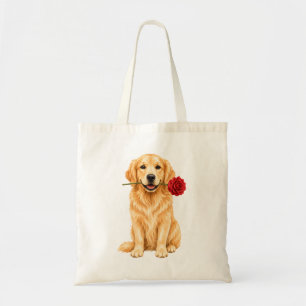 Süßer Golden Retriever Hund mit roten Rosen-Traget Tragetasche