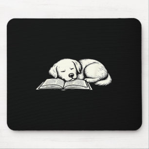 Süßer Golden Retriever Hund schlafend auf Buchlese Mousepad