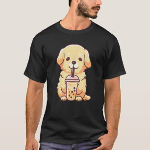 Süßer Golden Retriever Hund trinkt Bubble Milk Tea T-Shirt