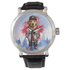 Süßer Golden Retriever Mode-T-Shirt Armbanduhr