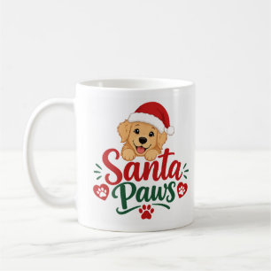Süßer Golden Retriever Santa Pfoten Welpe Weihnach Kaffeetasse