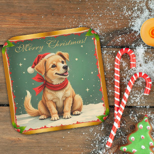 Süßer Golden Retriever Welpe Weihnachten Pappteller