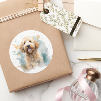 Süßer Goldendoodle-Hund Einfach Modern Elegant Runder Aufkleber