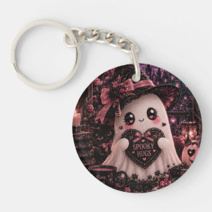 Süßer Gothic Rosa Geist Halloween Gruselige Umarmu Schlüsselanhänger