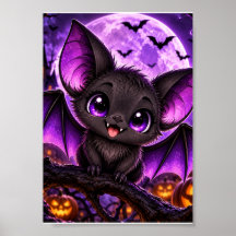 Süßer gothischer lila Fledermaus Halloween Mond