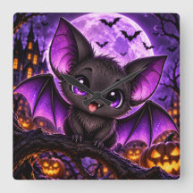 Süßer gothischer lila Fledermaus Halloween Mond
