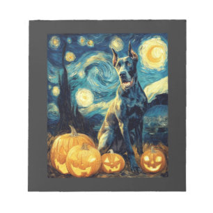Süßer Great Dane Hund Halloween Jack O Lantern Kür Notizblock