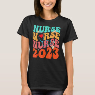 Süßer Groovy Stethoskop Krankenschwester Leben Pfl T-Shirt