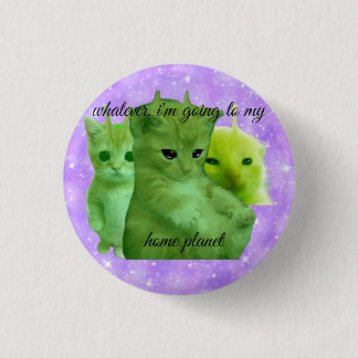 süßer grüner Alien-Kitty-Meme-Button-Anstecker Button
