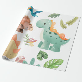Süßer grüner Dinosaurier Geschenkpapier
