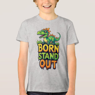 Süßer grüner Dinosaurier mit fetter Typografie Tri-Blend Shirt