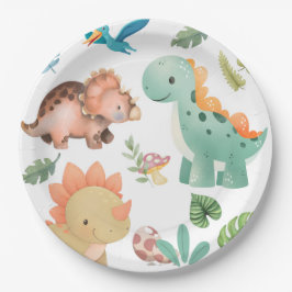 Süßer grüner Dinosaurier Pappteller
