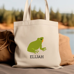 Süßer grüner Frosch Kinder personalisiert Tragetasche