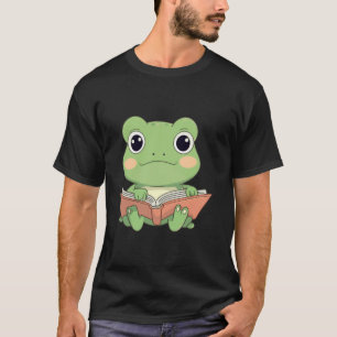 Süßer grüner Frosch liest Buch Amine Leser Liebhab T-Shirt