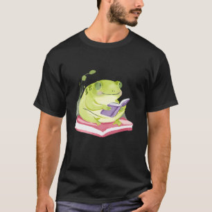 Süßer grüner Frosch liest Buch Amine Leser Liebhab T-Shirt