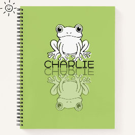 Süßer grüner Frosch Reflexions-Doodle mit individu Notizbuch