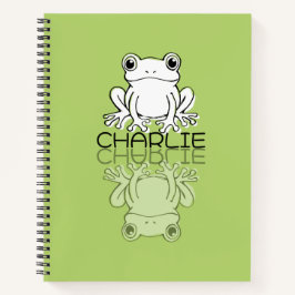 Süßer grüner Frosch Reflexions-Doodle mit individu Notizbuch