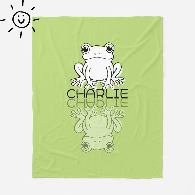 Süßer grüner Frosch Reflexions-Gekritzel mit indiv Fleecedecke (Von Creator hochgeladen)