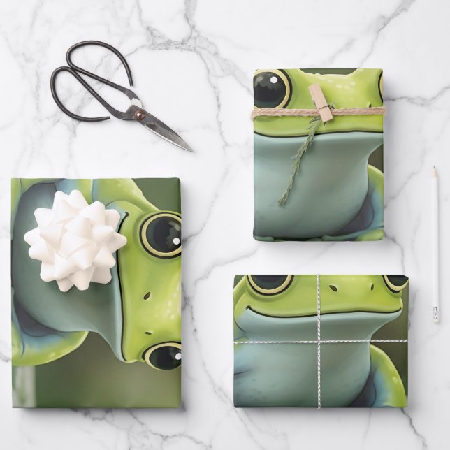 Süßer grüner Laubfrosch auf einem Blatt (Vorderseite)