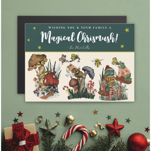 Süßer grüner Magic Mushroom Magnetischer Weihnacht Magnetkarte