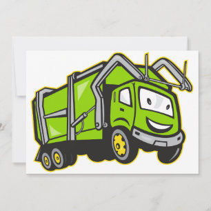 Süßer grüner Müllwagen Einladung