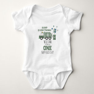 Süßer grüner Recycling-LKW Kinder Name Alter Gebur Baby Strampler