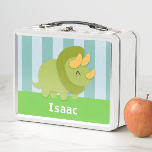 Süßer grüner Triceratops Kids personalisiert Metall Brotdose