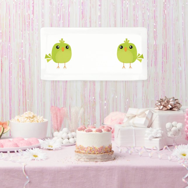 Süßer grüner Vogel-Cartoon Banner (Party)