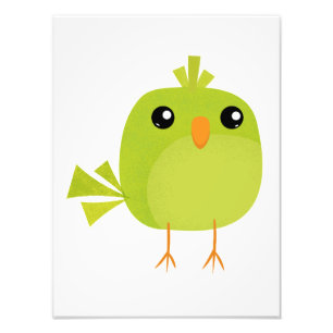 Süßer grüner Vogel-Cartoon Fotodruck