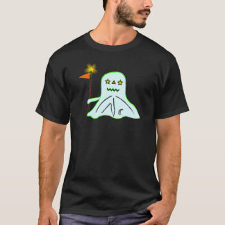 Süßer gruseliger Geist mit orangefarbener Flagge T-Shirt