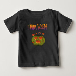Süßer gruseliger Halloween eleganter grüner & oran Baby T-shirt