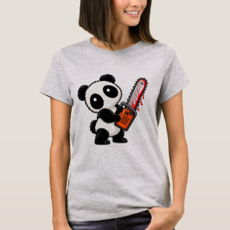 Süßer Gruseliger Kettensägen Zombie Panda T-Shirt