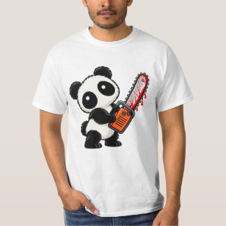 Süßer Gruseliger Kettensägen Zombie Panda T-Shirt
