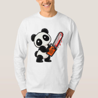 Süßer Gruseliger Kettensägen Zombie Panda T-Shirt