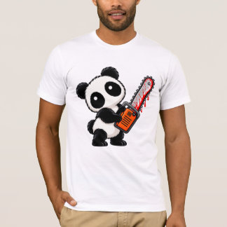 Süßer Gruseliger Kettensägen Zombie Panda T-Shirt