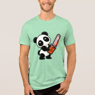 Süßer Gruseliger Kettensägen Zombie Panda Tri-Blend Shirt