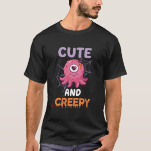 Süßer gruseliger rosa Halloween-Monster-Spinnennet T-Shirt